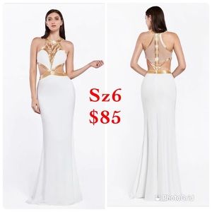 White and Gold Prom Dress